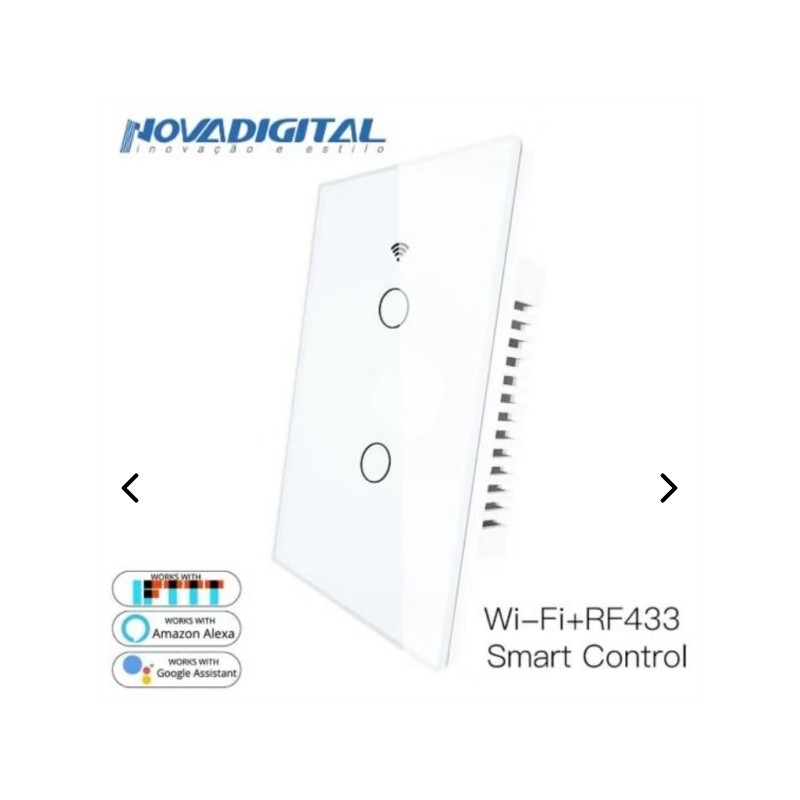 Interruptor WiFi + RF Touch SmartHome - 2 Lâmpadas