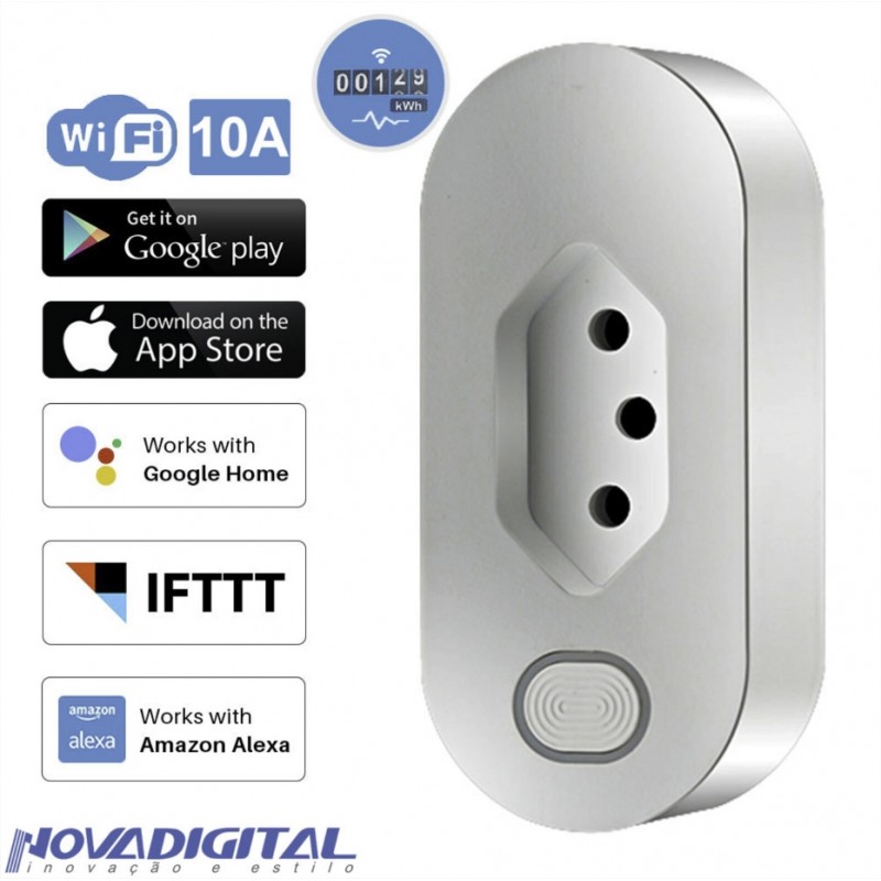 Tomada Inteligente Wifi Novadigital Smart Home Automação Residencial  Celular Wk-BR